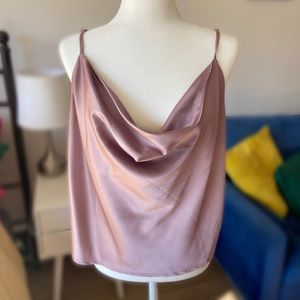 Satin Cowl Neck Tank Top